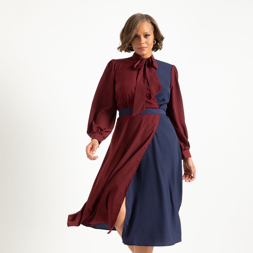 Amazing Eloquii colorblock dress. Size 20. Worn once! Blue and Maroon!